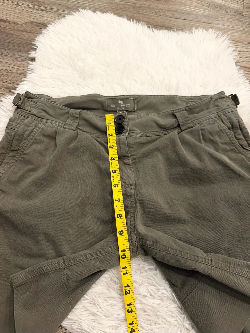 Etro Milano Pleated Utility Shorts 44 8 10 Medium Khaki Chino Gorpcore